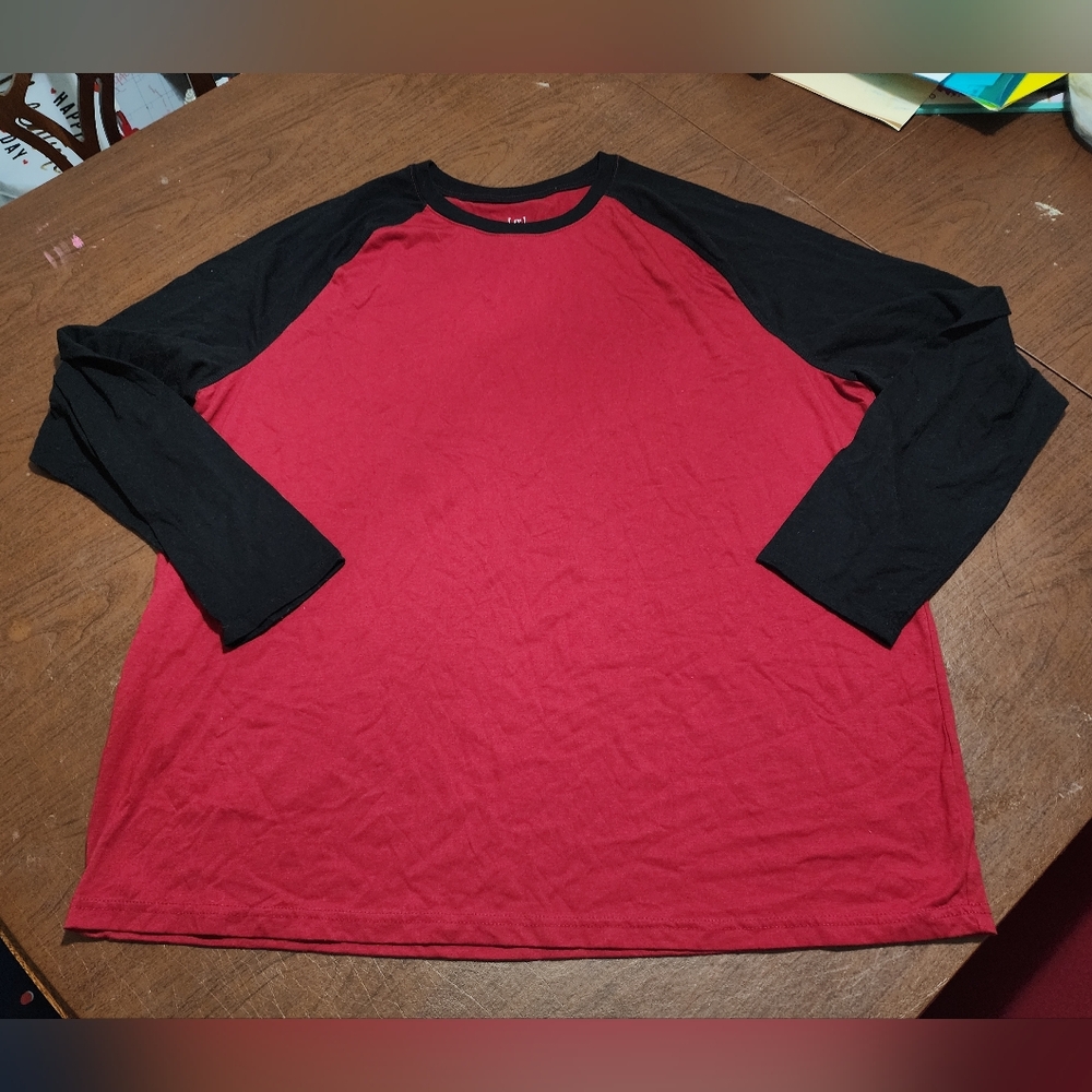 George Men's Red and Black Long Sleeve Raglan Tee